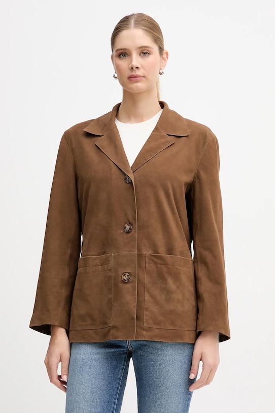 Pedro del Hierro marynarka zamszowa skóra naturalna brązowy 5493060