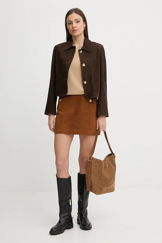 Pedro del Hierro kurtka zamszowa 5493063 brązowy SS26