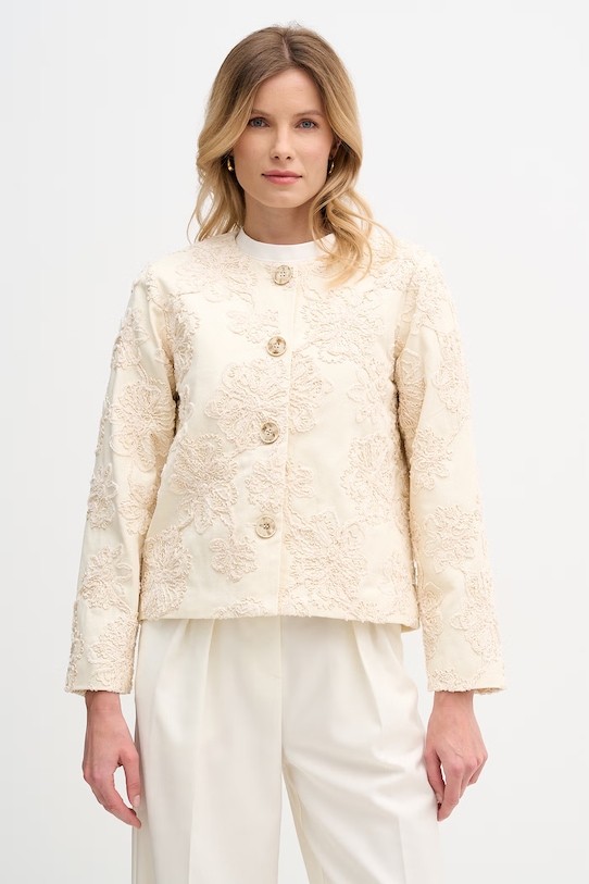 Hoss Intropia krótka kurtka damska bawełniana beżowy 5473150