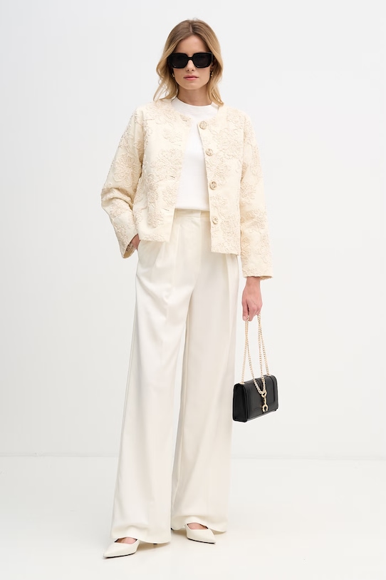 Hoss Intropia krótka kurtka damska bawełniana 5473150 beżowy SS26