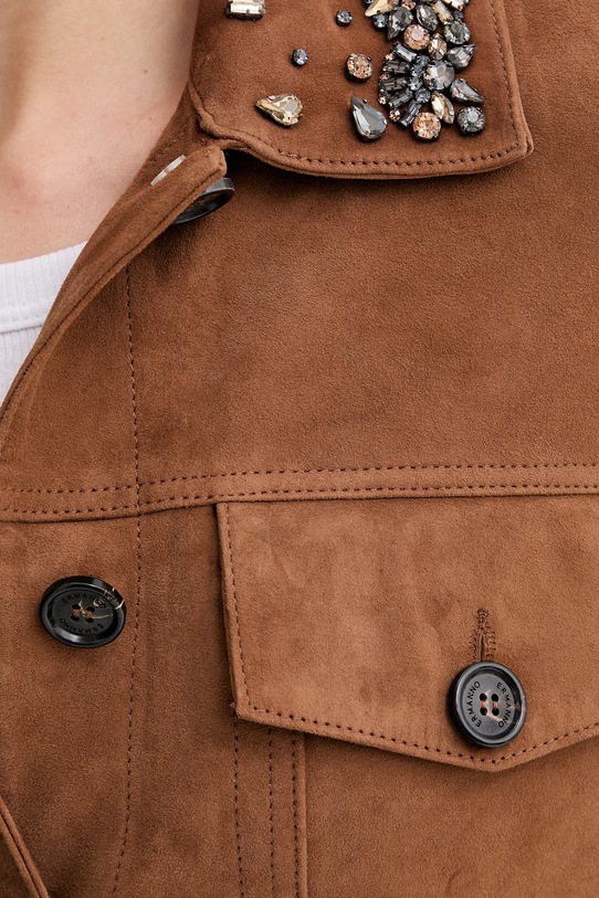 ERMANNO Firenze krótka kurtka damska zamszowa D48ED004CGEH0 brązowy