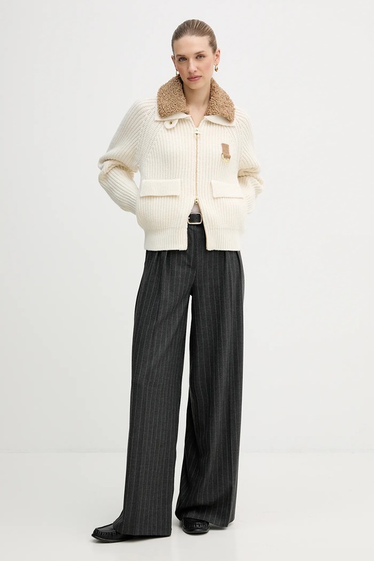 Barbour kardigan z dodatkiem wełny Marla LKN1738 beżowy SS26