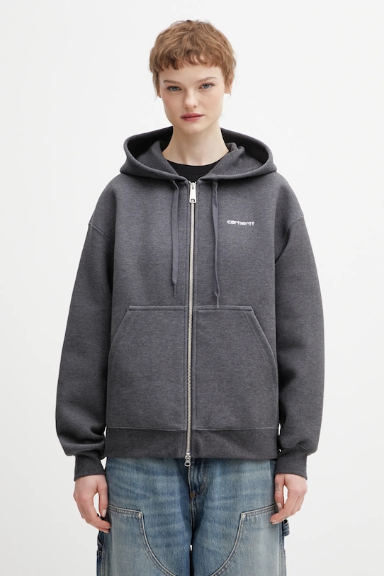 Mikina Carhartt WIP W Hooded Alda Jacket hladký šedá I036028.0D2XX