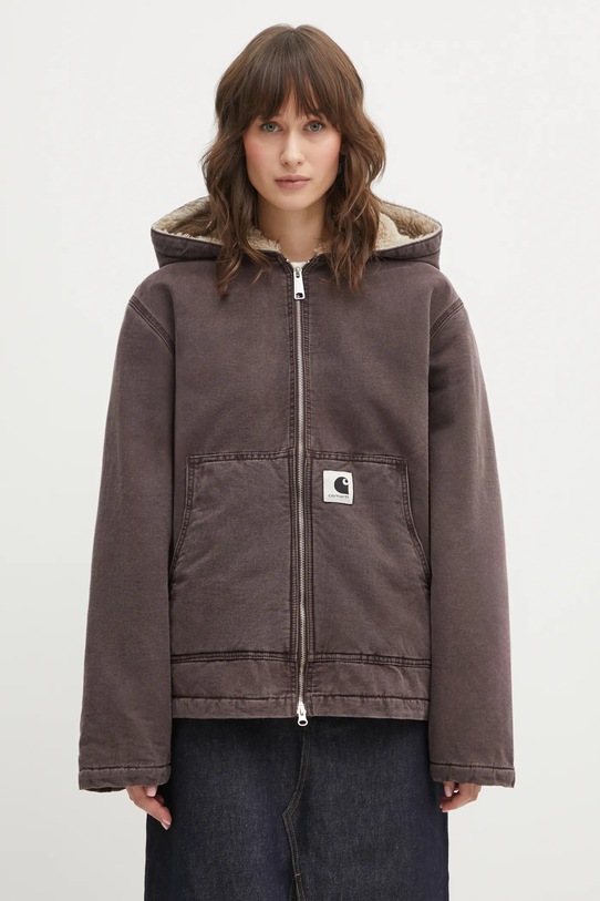 Carhartt WIP denim jacket W Hooded Mitch Jacket with lining brown I036317.33H0J