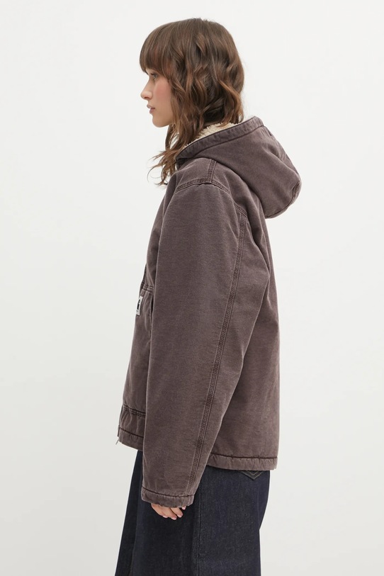 Carhartt WIP denim jacket W Hooded Mitch Jacket I036317.33H0J brown SS26