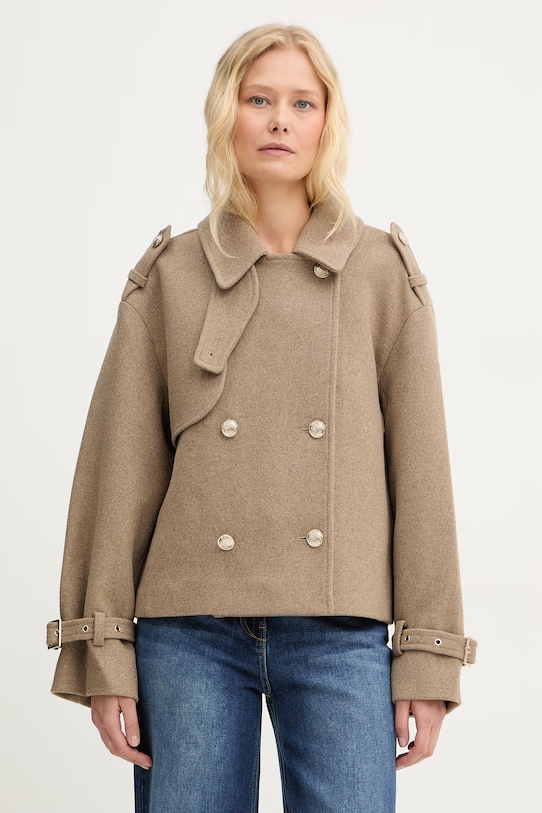 Morgan płaszcz damski z dodatkiem wełny beżowy GOYAM