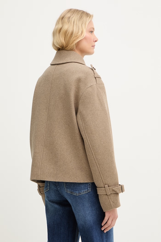 Odzież Morgan płaszcz damski z dodatkiem wełny GOYAM beżowy