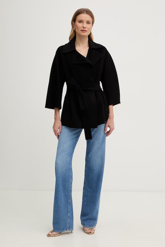 Elisabetta Franchi płaszcz damski wełniany CP70D61E2 czarny SS26