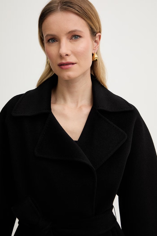 Elisabetta Franchi płaszcz damski wełniany czarny CP70D61E2