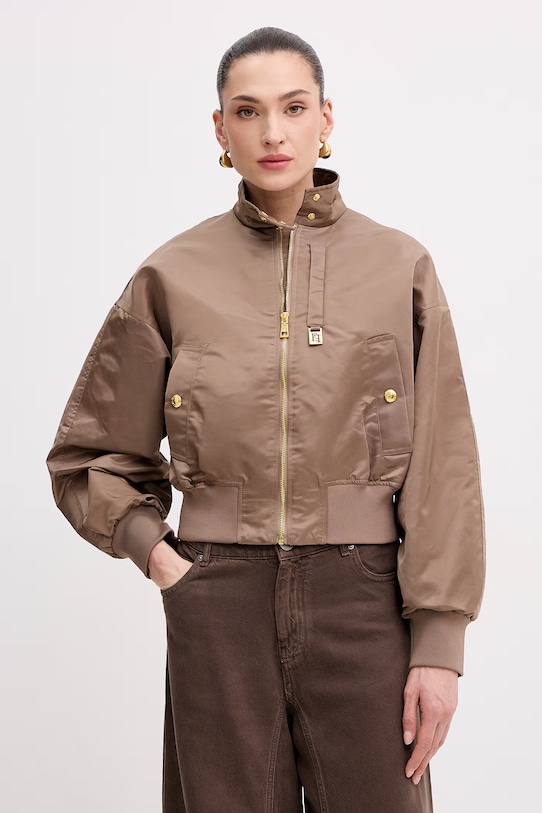 Elisabetta Franchi kurtka przejściowa damska brązowy GB05D61E2