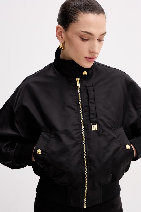 Elisabetta Franchi kurtka przejściowa damska czarny GB05D61E2