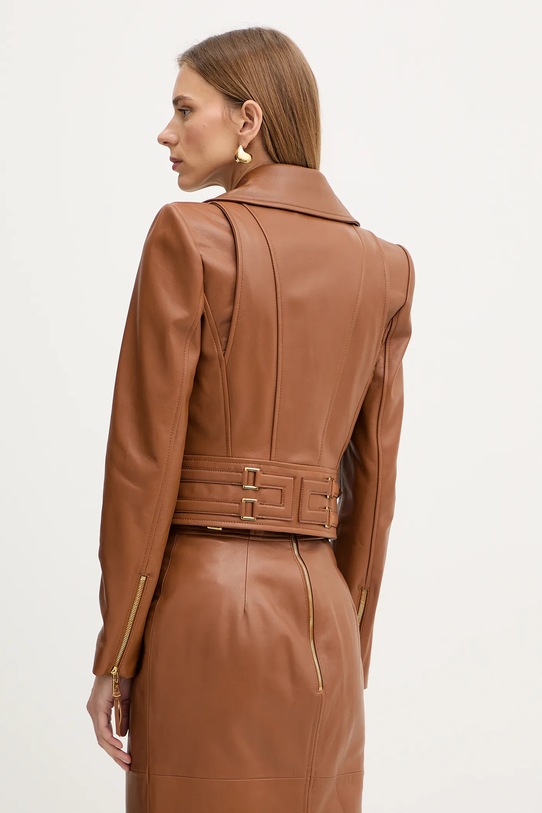 Îmbrăcăminte Elisabetta Franchi geacă ramones de piele GD57Z61E2 maro