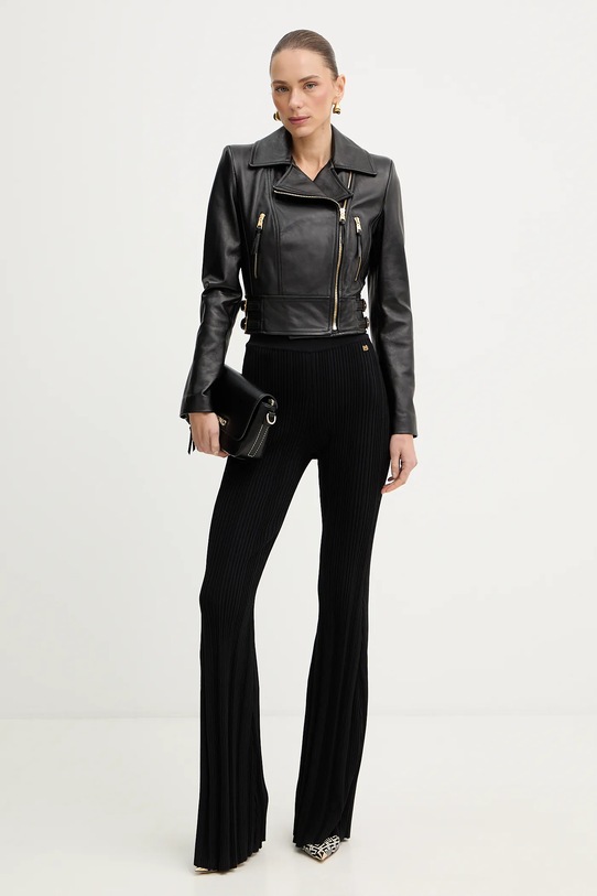 Elisabetta Franchi ramoneska skórzana GD57Z61E2 czarny SS26