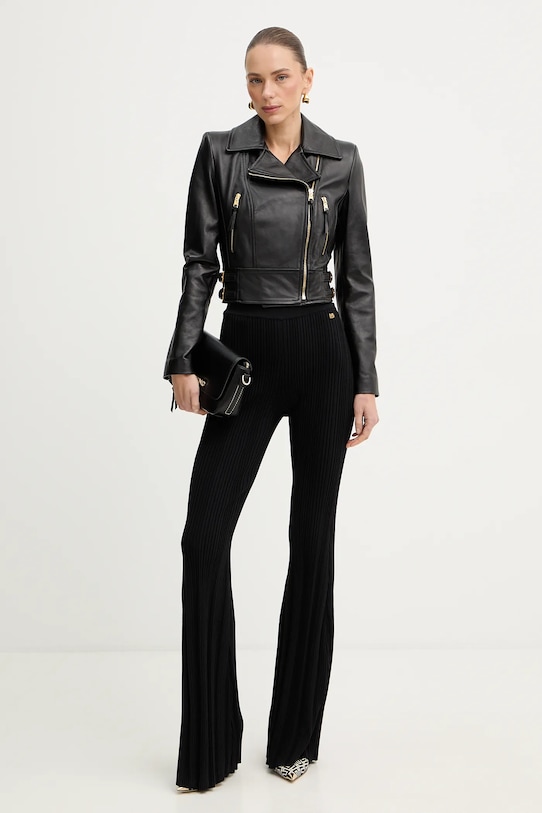 Elisabetta Franchi ramoneska skórzana GD57Z61E2 czarny SS26