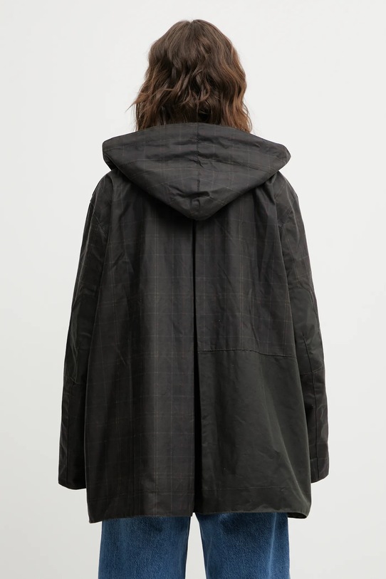 Îmbrăcăminte Barbour geacă x Ganni Hooded Tartan Duffle Wax LWX1528TN11 verde