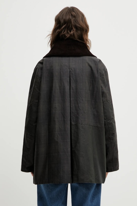 Barbour geacă x Ganni Hooded Tartan Duffle Wax LWX1528TN11 verde