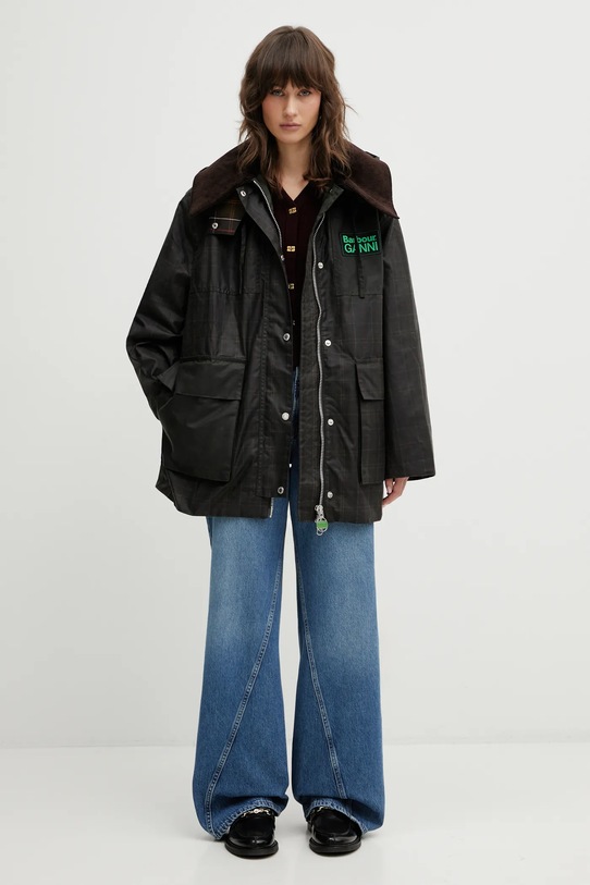 Barbour geacă x Ganni Hooded Tartan Duffle Wax LWX1528TN11