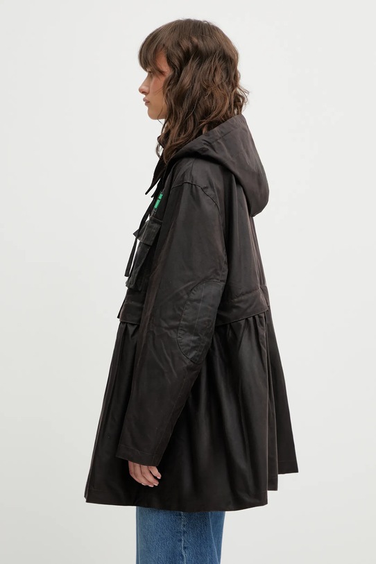 Barbour jachetă de bumbac x Ganni Peplum Wax LWX1523BR71 maro SS26