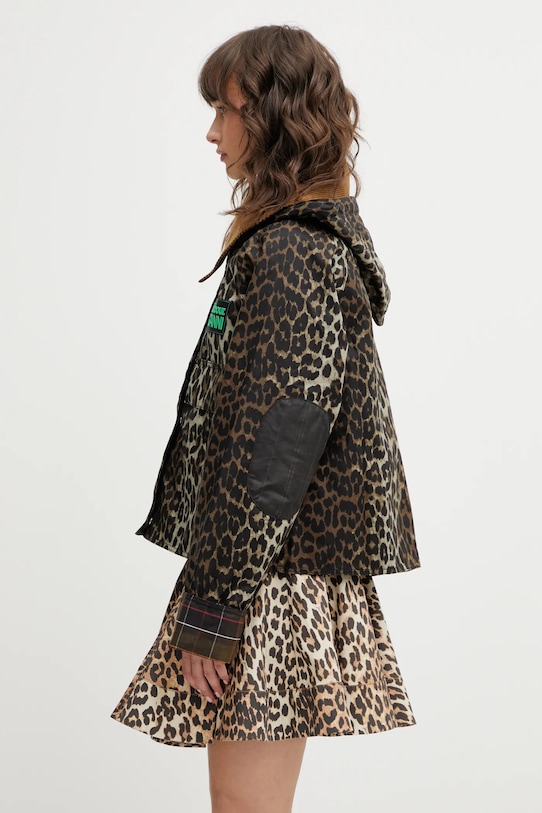 Barbour jachetă de bumbac x Ganni Printed Hooded Wax LWX1529BK11 maro SS26