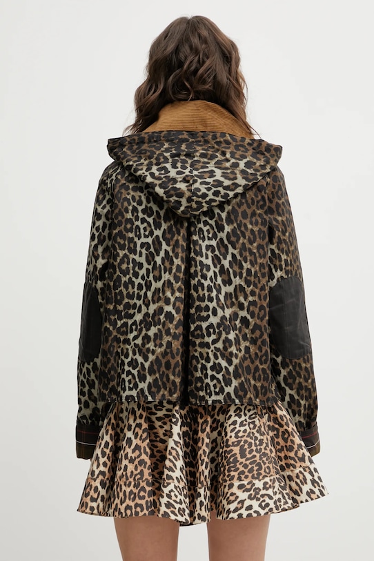 Îmbrăcăminte Barbour jachetă de bumbac x Ganni Printed Hooded Wax LWX1529BK11 maro