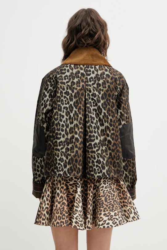 Barbour jachetă de bumbac x Ganni Printed Hooded Wax LWX1529BK11 maro