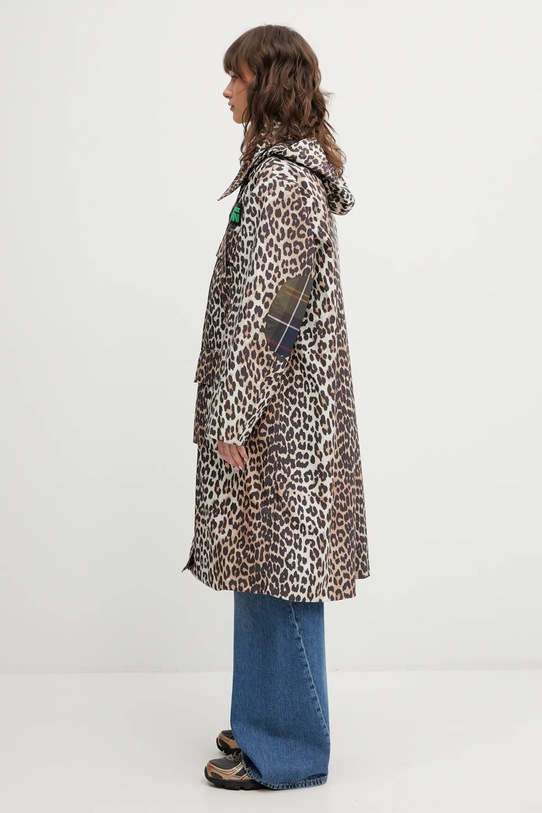Barbour geacă x Ganni Leopard Waterproof LWB0931BK11 maro SS26