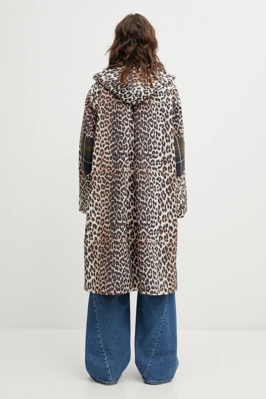Îmbrăcăminte Barbour geacă x Ganni Leopard Waterproof LWB0931BK11 maro