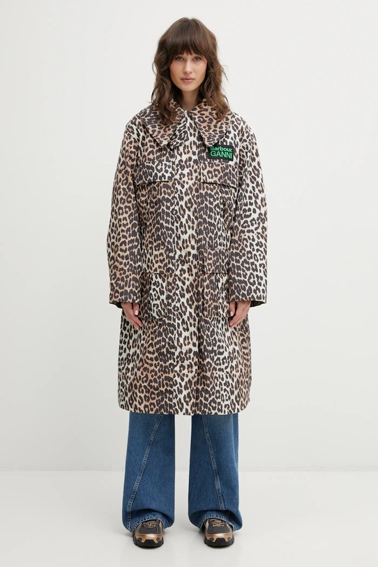 Barbour geacă x Ganni Leopard Waterproof maro LWB0931BK11
