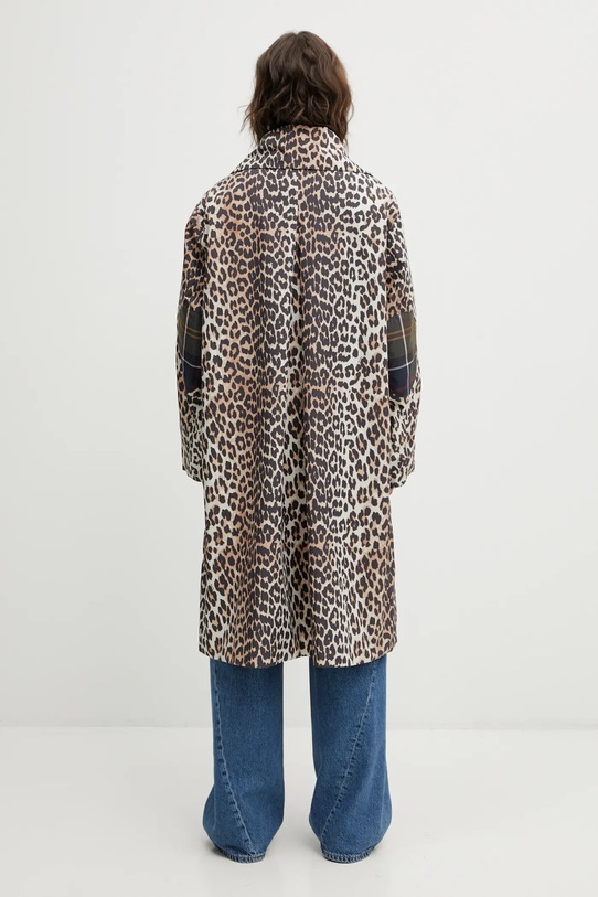 Barbour geacă x Ganni Leopard Waterproof LWB0931BK11 maro