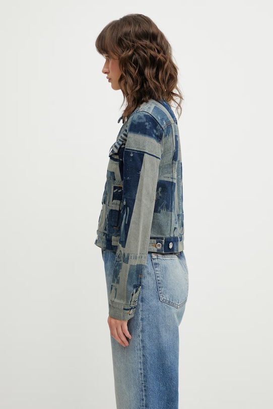 Jean Paul GAULTIER denim jacket Newspaper Print 26.01.W.JA033.D027 blue SS26