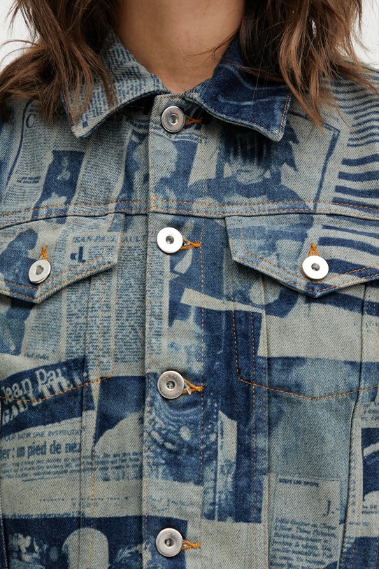 Jean Paul GAULTIER denim jacket Newspaper Print blue 26.01.W.JA033.D027