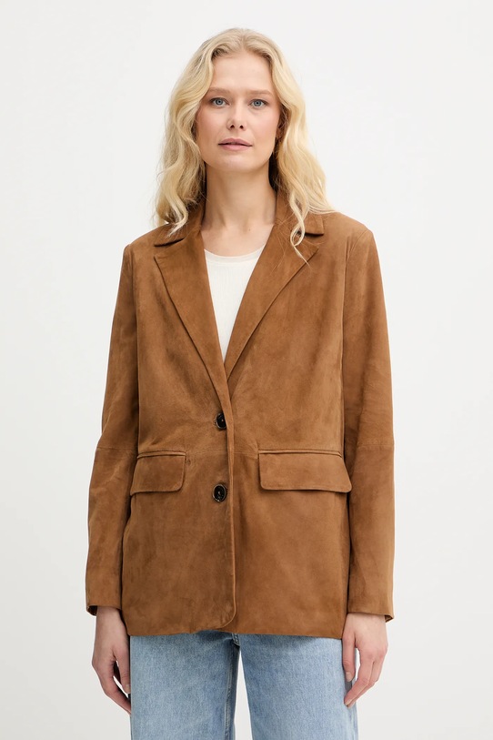 Замшевый пиджак Marella FULMINE с подкладкой коричневый 2613441014200