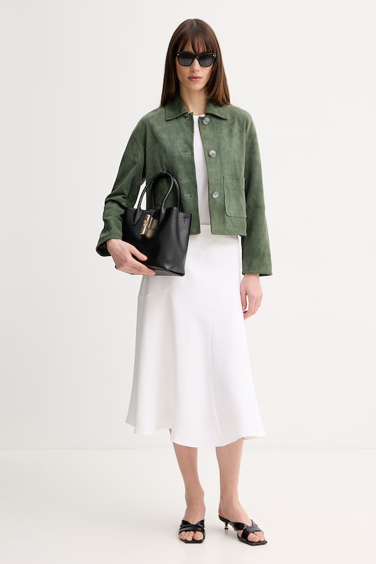 Marella krótka kurtka damska zamszowa MLMECCESSO 2613441035200 zielony SS26