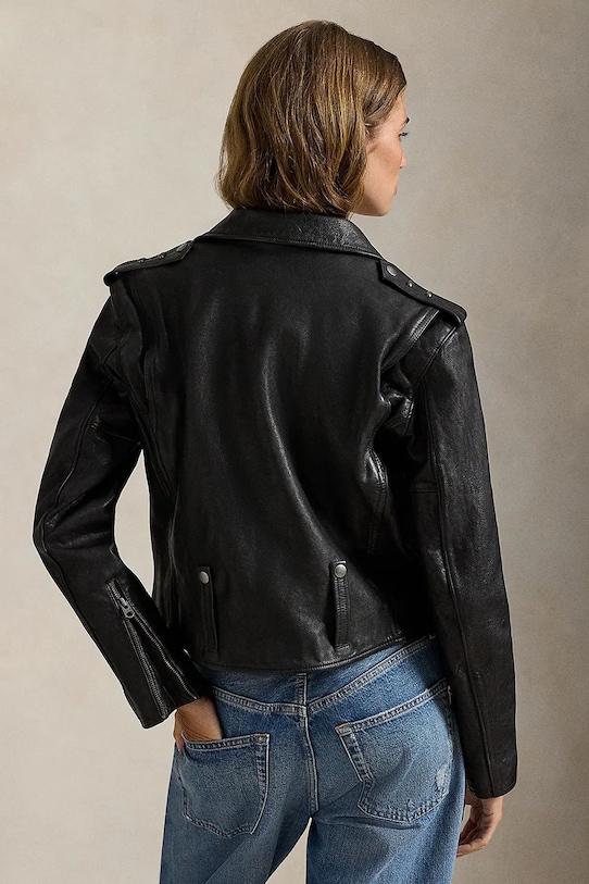 Polo Ralph Lauren ramoneska skórzana VINTAGED COW 211939939001 czarny SS26