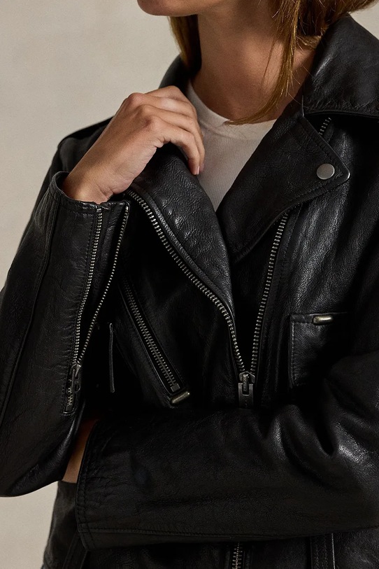 Polo Ralph Lauren ramoneska skórzana VINTAGED COW 211939939001 czarny