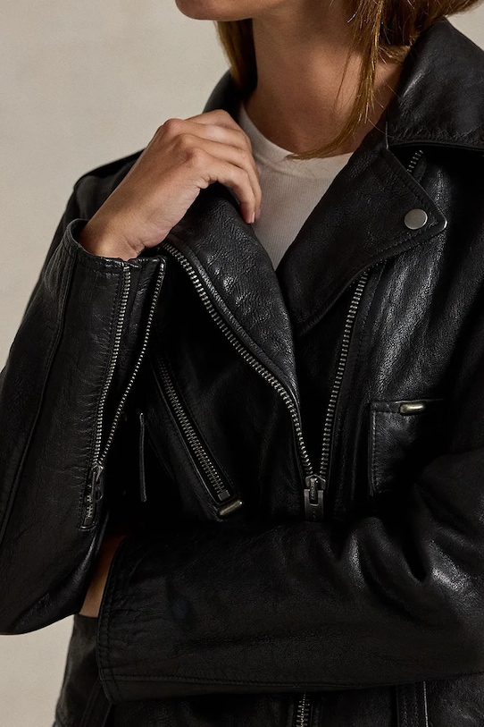 Polo Ralph Lauren ramoneska skórzana VINTAGED COW 211939939001 czarny