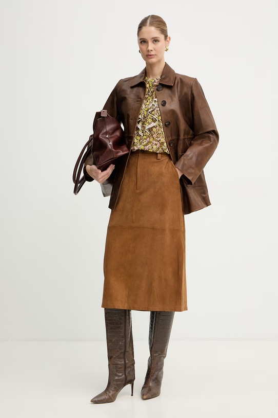 IBlues kurtka skórzana GATTI brązowy 2617441041200