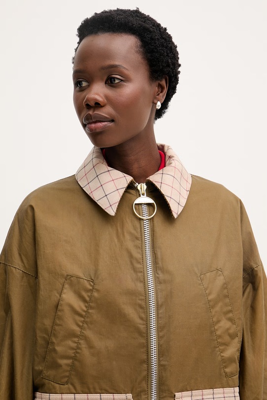 Barbour krótka kurtka damska bawełniana Launton beżowy LWX1535