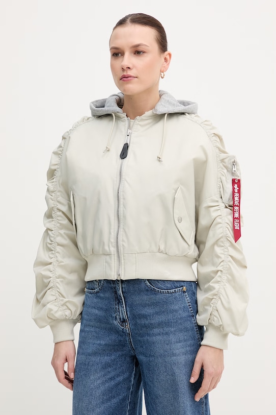 Alpha Industries kurtka Short Hooded Bomber Light W pozostałe szary 266000