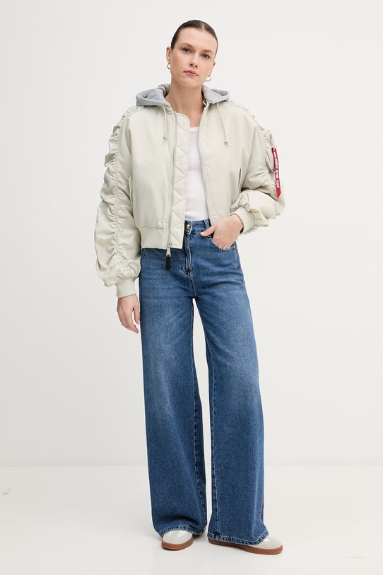 Alpha Industries kurtka Short Hooded Bomber Light W 266000 szary SS26