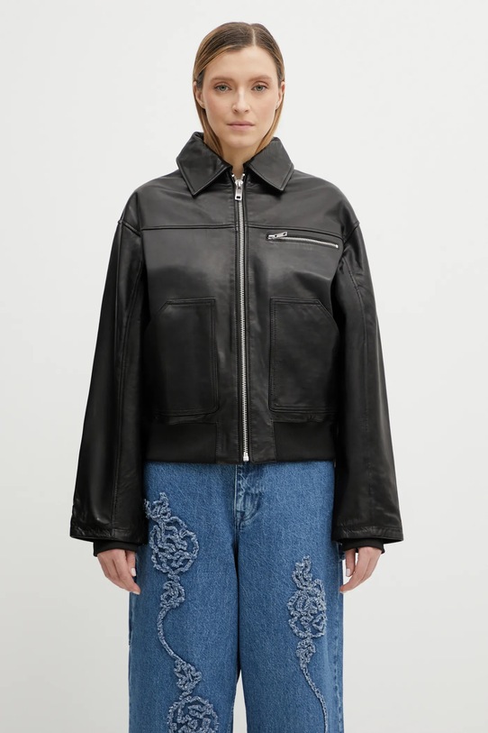 Rotate kurtka skórzana bez kaptura czarny 116054100