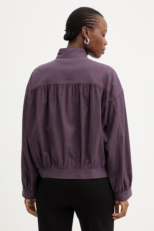 Oblečenie Twinset prechodná bunda dámska 261TE2073 fialová