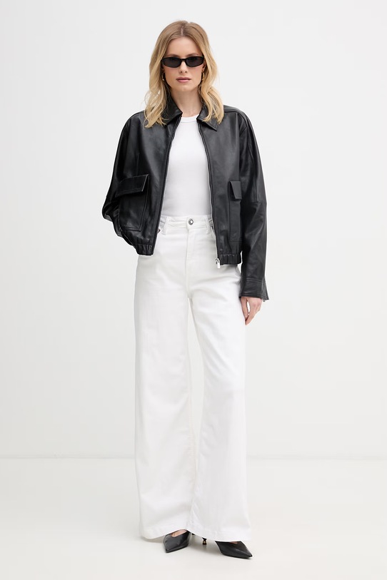 Trussardi κοντό μπουφάν γυναικείο δερμάτινο R366A000735N μαύρο SS26