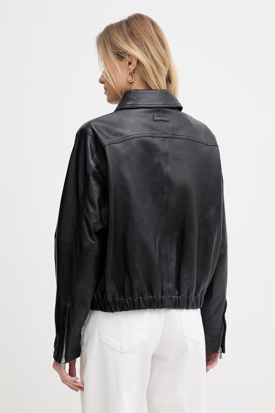 Ρούχα Trussardi κοντό μπουφάν γυναικείο δερμάτινο R366A000735N μαύρο