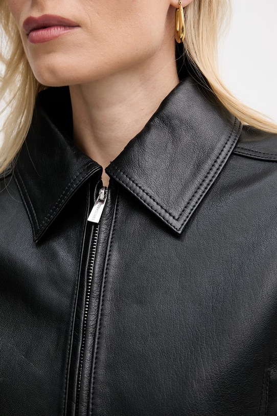 Trussardi κοντό μπουφάν γυναικείο δερμάτινο R366A000735N μαύρο