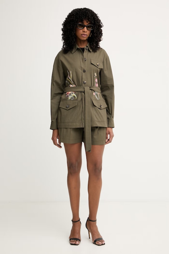 Luisa Spagnoli куртка жіноча бавовняна з еластаном Vernet 542946 зелений SS26