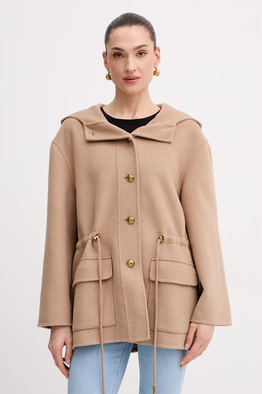 Luisa Spagnoli kurtka damska z wełną Vicinato beżowy 542917
