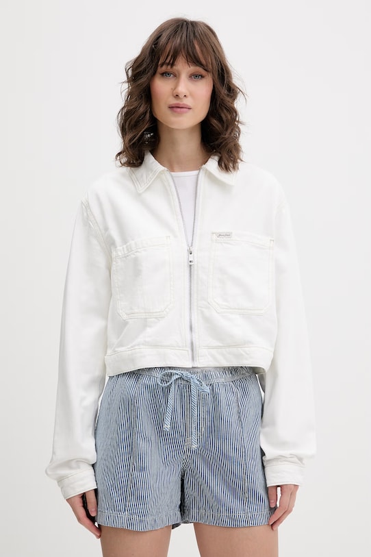 Guess Jeans traper jakna ženska s pamukom bijela W6GN11.D5NW2