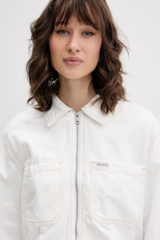 Guess Jeans traper jakna ženska s pamukom bijela W6GN11.D5NW2