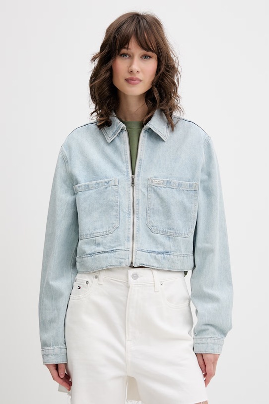 Guess Jeans демисезонная куртка для женщин из денима голубой W6GN11.D6533